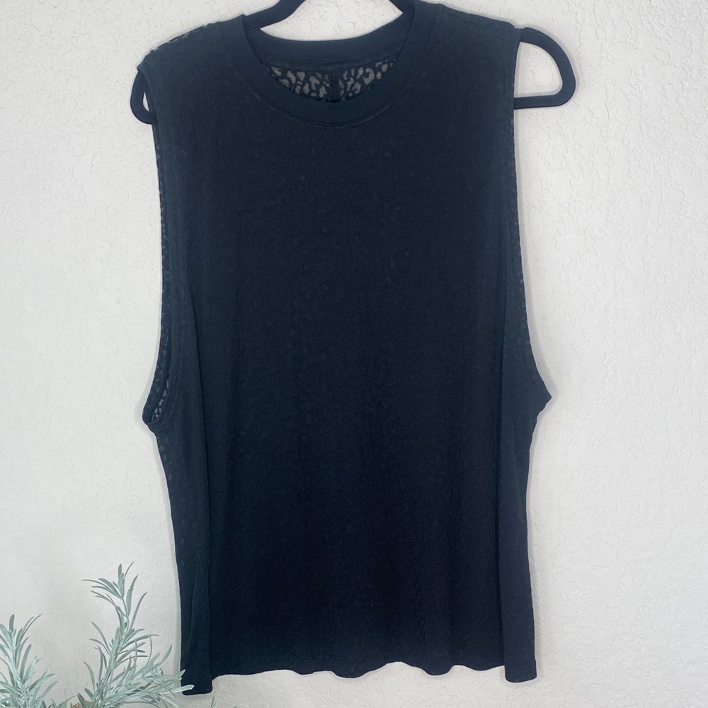 lululemon athletica Black Sleeveless Muscle Tank Sheer Cheetah Print